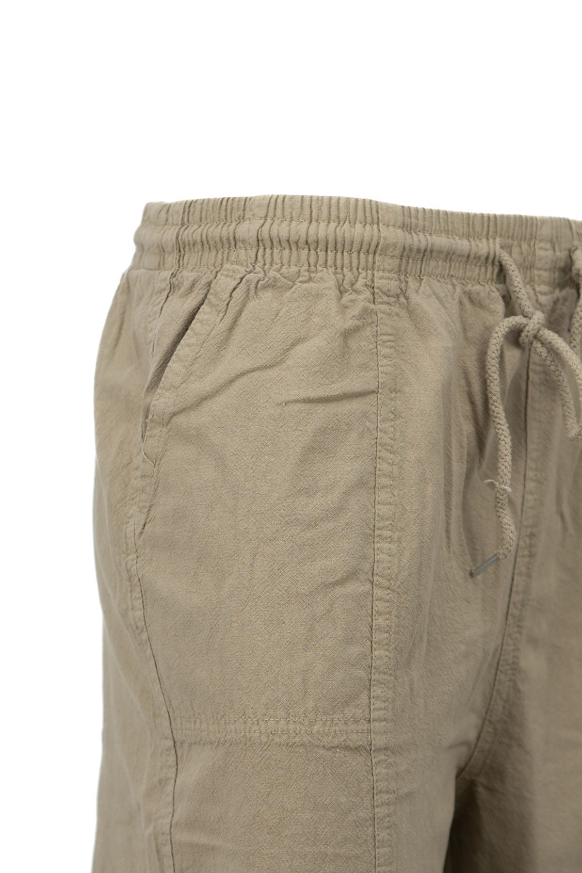 Erkek %100 Saf Pamuk Kumaş Pantolon Düz Paça Yanlardan Cepli Beli Bağcıklı Tam Kalıp